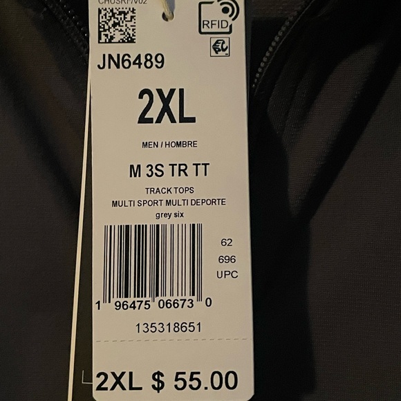 🆕 Adidas Men’s 3-Stripes Tricot Regular Sportswear Track Jacket. Grey/Black, 2XL - Picture 10 of 12